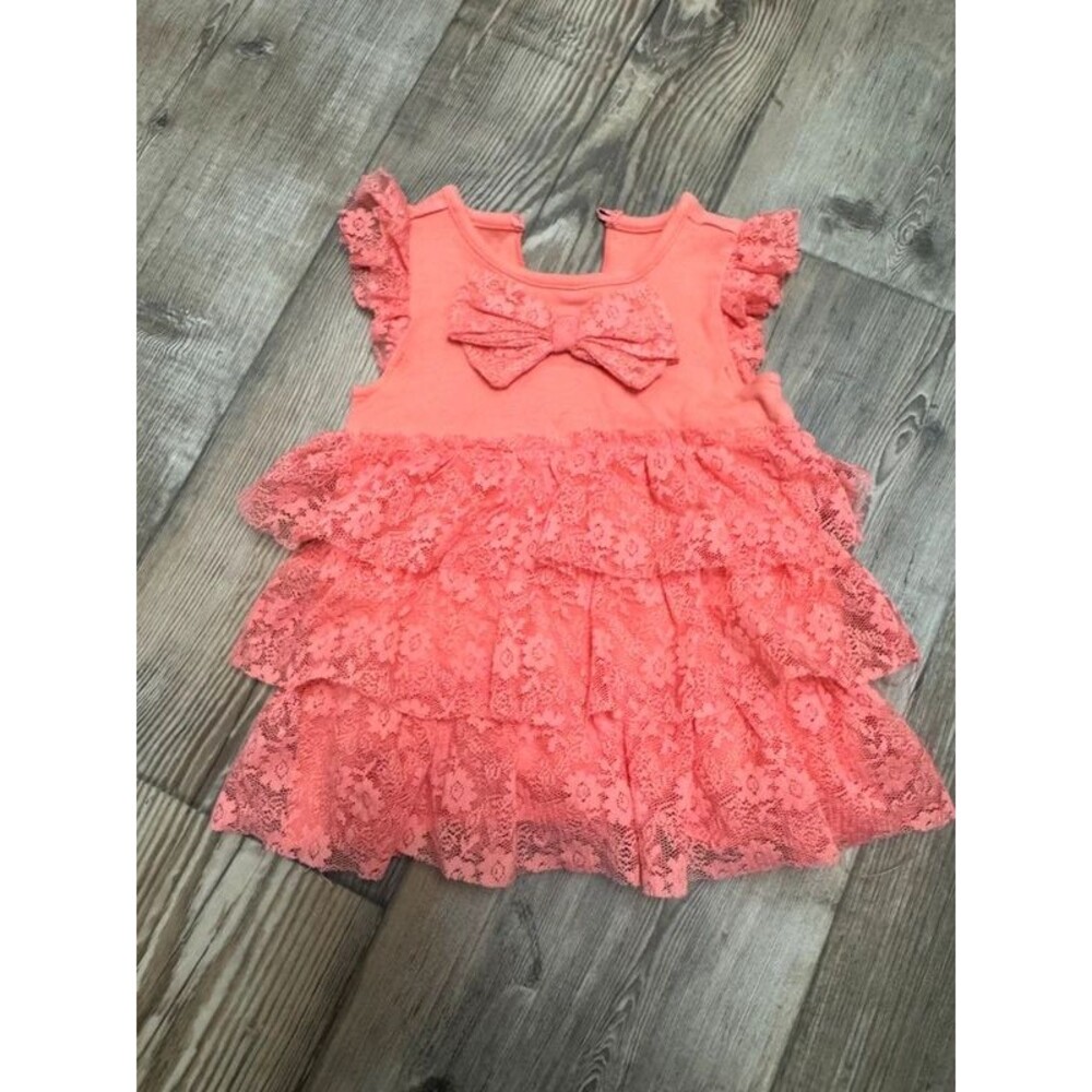 Coral ruffle lace dress